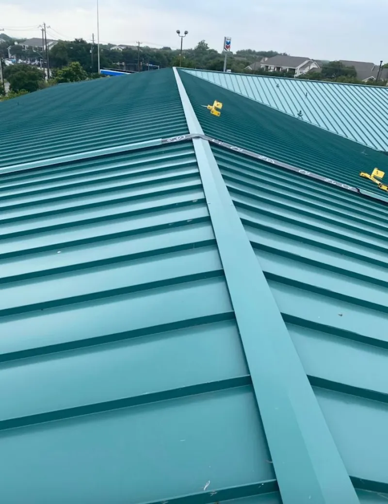 Green commercial metal roof ridge and valley for Metal Roof Repair in McFarland